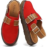 KYIKHOR Women's Suede Leather Loafer Slip-Ons|Genuine Suede Clogs for Women|Comfort Footbed Leather Mules Potato Shoes with Back Strap|Cute Office Casual Dress Shoes