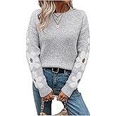 SHENHE Women's Floral Pattern Crewneck Long Sleeve Drop Shoulder Sweaters Pullover Tops