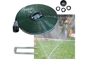 Watoo 2025 Sprinkler Hose & Soaker Hose for Yard - 25 FT Reinforced Flat Garden Hose with Holes, Heavy Duty No-Kink Lawn Irrigation Hose (Includes Stakes, High Pressure Spray)