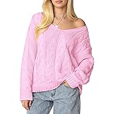 IWD Women's Oversized Sweaters Cable Knit V Neck Long Sleeve Pullover Sweater 2026