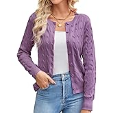 GRACE KARIN Womens Long Sleeve Button Up Cable Knit Cardigan Lightweight 2026 Crewneck Button Down Sweaters for Women
