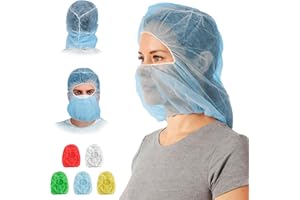 ABC PACK & SUPPLY ABC Disposable Hood Caps, One Size. Pack of 100 Blue Polypropylene Disposable Bouffant Hoods. Breathable Disposable Hoods. Protective Caps Hoods Hairnets. Full Face Hair Net for Food Service