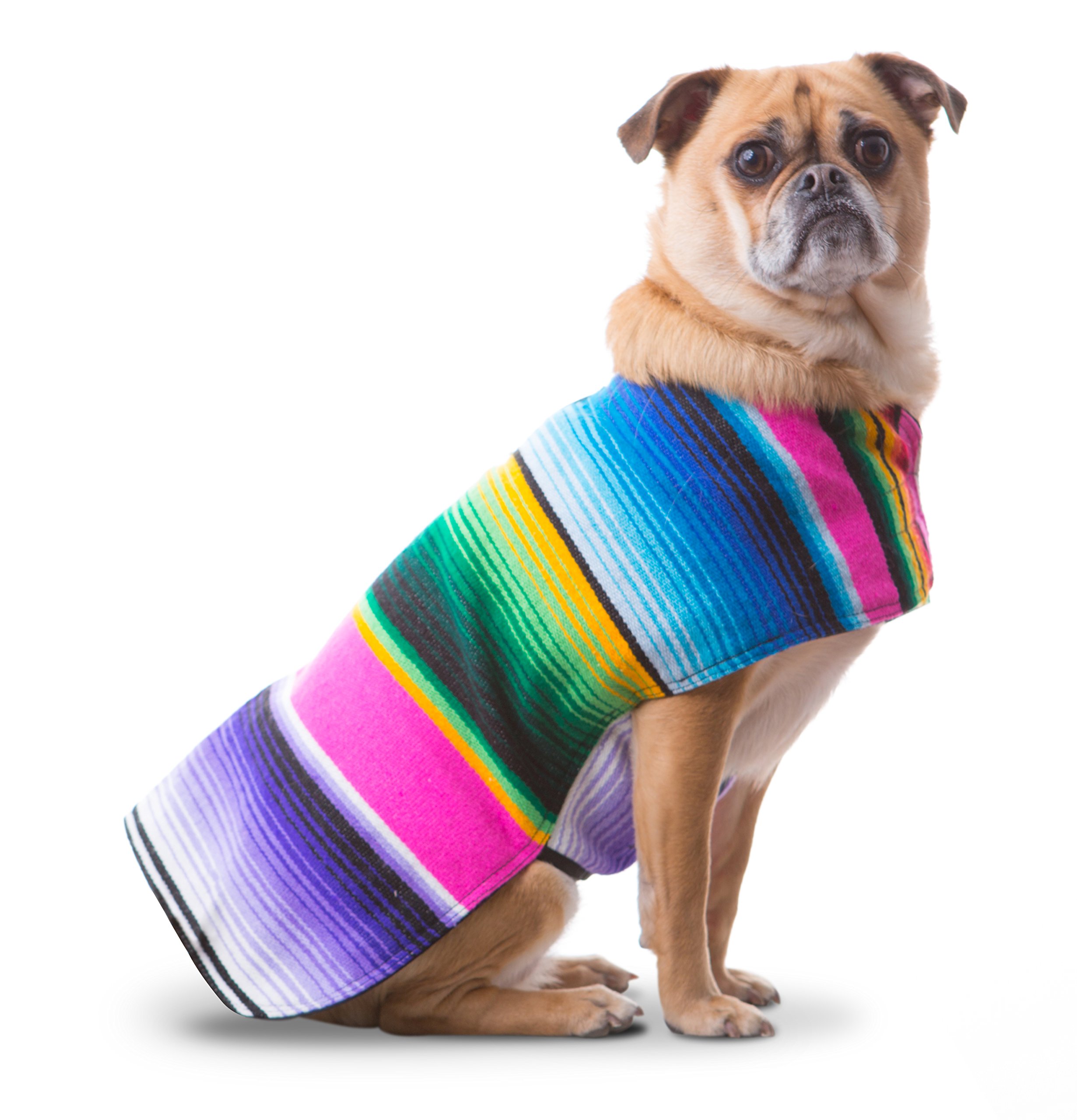 Dog Clothes - Handmade Dog Poncho from Authentic Mexican Blanket by Baja Ponchos (Pink, Medium)