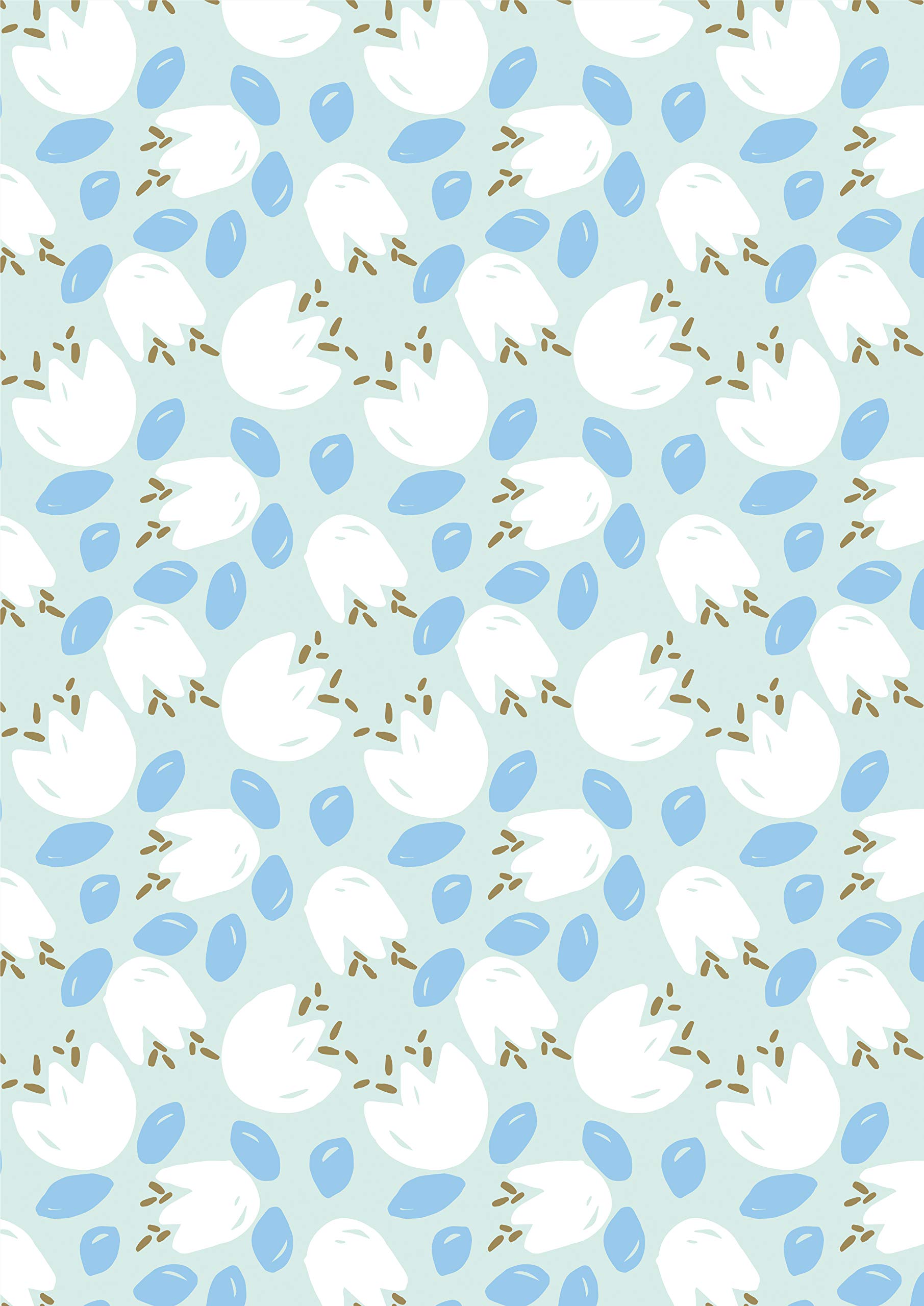 Décopatch - Ref FDA845C - White & Blue Tulip Pattern Paper Pack - Each Sheet 30 x 40cm, Pack of 20 Paper Sheets - Best Used With Décopach Glue & Varnish, White & Blue