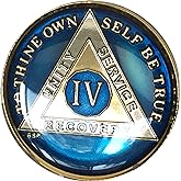 Bright Star Press 4 Year Midnight Blue AA Gold &amp; Nickel Tri-Plated Medallion Chip with Serenity Prayer