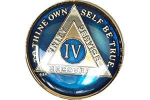 Bright Star Press 4 Year Midnight Blue AA Gold & Nickel Tri-Plated Medallion Chip with Serenity Prayer