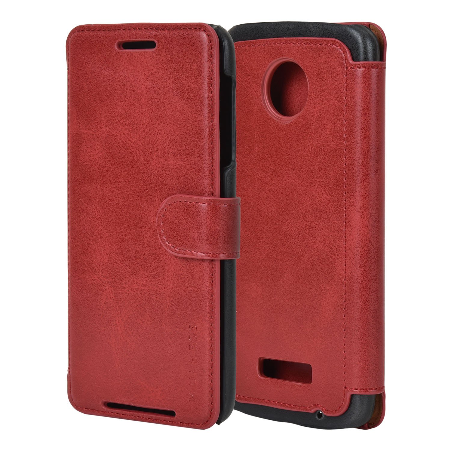 Mulbess Layered Motorola Moto Z Case, Motorola Moto Z Phone Cover, Flip Leather Wallet Phone Case for Motorola Moto Z, Wine Red