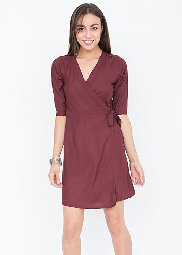 maroon wrap dress