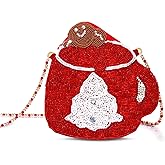 NVENF Christmas Purse Crossbody Bag for Women Beaded Christmas Tree Reindeer Boot Shoulder Bag Holiday Accessories Gifts