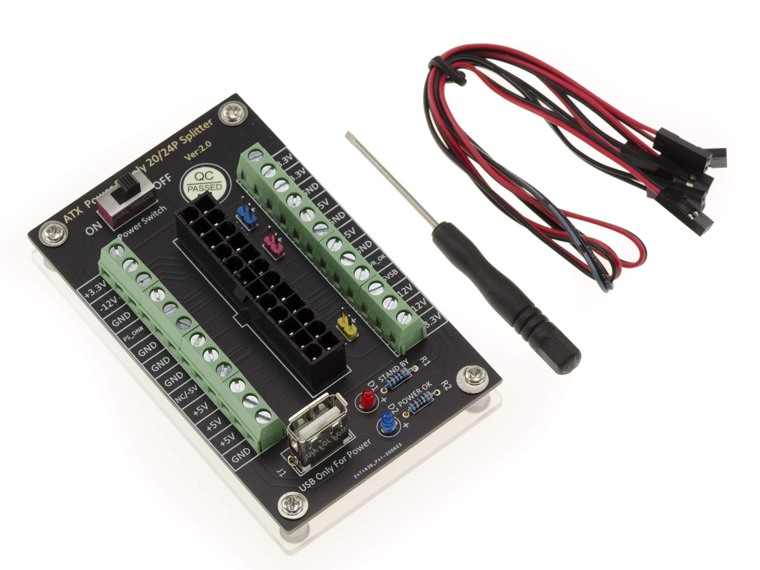 KALEA-INFORMATIQUE ATX splitter terminal block for wire-to-wire connection to ATX 20 or 24 connector and USB