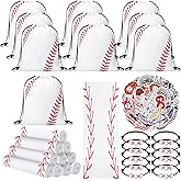 Hollowfly 80 Pcs Baseball Party Favors Drawstring Goodie Bags Baseball Birthday Party Supplies Favors Includes Cooling Towels Bracelets Stickers for Birthday Sports Theme Supplies