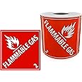 KOVOT - 500 Labels - 4"x4" Flammable Gas DOT (Class 2) Hazardous Materials Warning Labels 500 Dangerous Goods Labels on Roll D.O.T. Adhesive Stickers