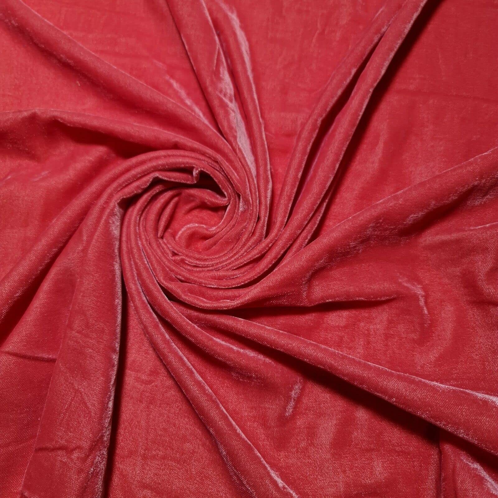 Three Crown Velvet Fabric Soft Strong Material - Home Decor, Curtains, Upholstery, Dress - 112cm Wide (Coral, 5 Meter)