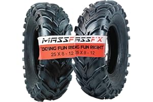 MASSFX 25x8-12 Front Tire Set (2) for All-Terrain (ATV), Utility-Task (UTV), and Side-by-Side (SxS) Vehicles - 6-Ply with 1/2" Tread Depth 25x8x12 (2-Pack)