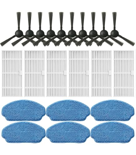 EZVIZ Kit d'accessoires RS2, Comprenant 1 x Brosse Principale, 2 x Brosses Latérales, 2 x Éponge Filtrante, 2 x Filtre Haute Efficacité, 2 x Paires de Serpillières
