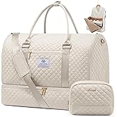 LOVEVOOK Convertible Garment Bag for Travel with Shoe Pouch, Carry On Garment Duffel Bag with Toiletry Bag, 2 in 1 Hanging Suitcase Suit Bag, Waterproof Weekender Bag for Women Travel, Wedding, Beige