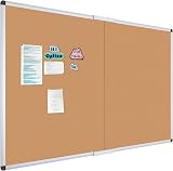 VIZ-PRO Large Cork Bulletin Board 150 x 120 cm Foldable Silver Aluminium Frame