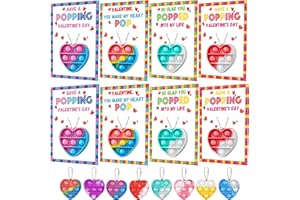 HIPYGYM 24 Pack Kids Valentines Day Cards with Mini Pop Fidget Keychain Valentines Day Gifts for Kids School Classroom, Valentines for Kids Class Valentines Exchange Cards Party Favors Classroom Exchange Gift