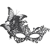 Zinniday Lace Masquerade Mask for Women - Glitter Butterfly Eyemask Elf Fairy Masks for Couples Halloween Renaissance