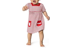 Little King NCAA Infant Girls Short Sleeve Striped Dress with Pockets-100% Cotton-Sizes 6M, 12M and 18M
