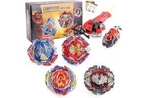 ROUSEWIT Bey Battling Tops Set, 4 Spinning Tops 2 Launchers Burst Toy Game, Combat Battling Game Gift for Age 6+ Boy