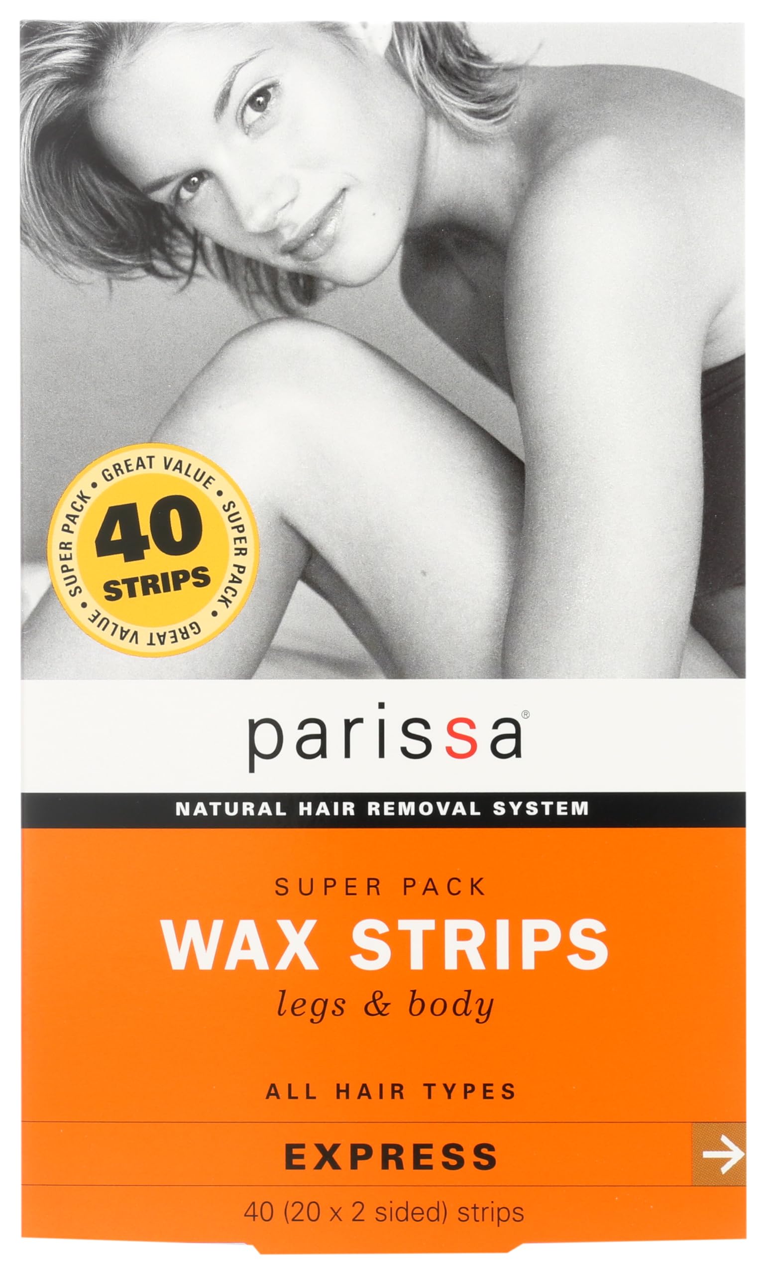 Parissa Wax Strips Super Pack Hair Removal Waxing Kit for Women Men, 40 Count