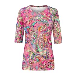 Summer Womens Tops 3/4 Sleeve Summer mid Length
