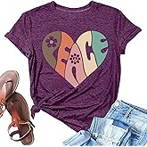 Peace Love Shirts Women Hippie Soul Inspirational Vintage Short Sleeve Graphic Tees Tops