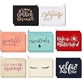 Weewooday 16 Packs Make up Bags Bulk Multicolor Funny Canvas Makeup Bags Travel Cosmetic Inspirational Pouch with Zippers Cotton Toiletry Pouches for Women(Glitter Pattern)
