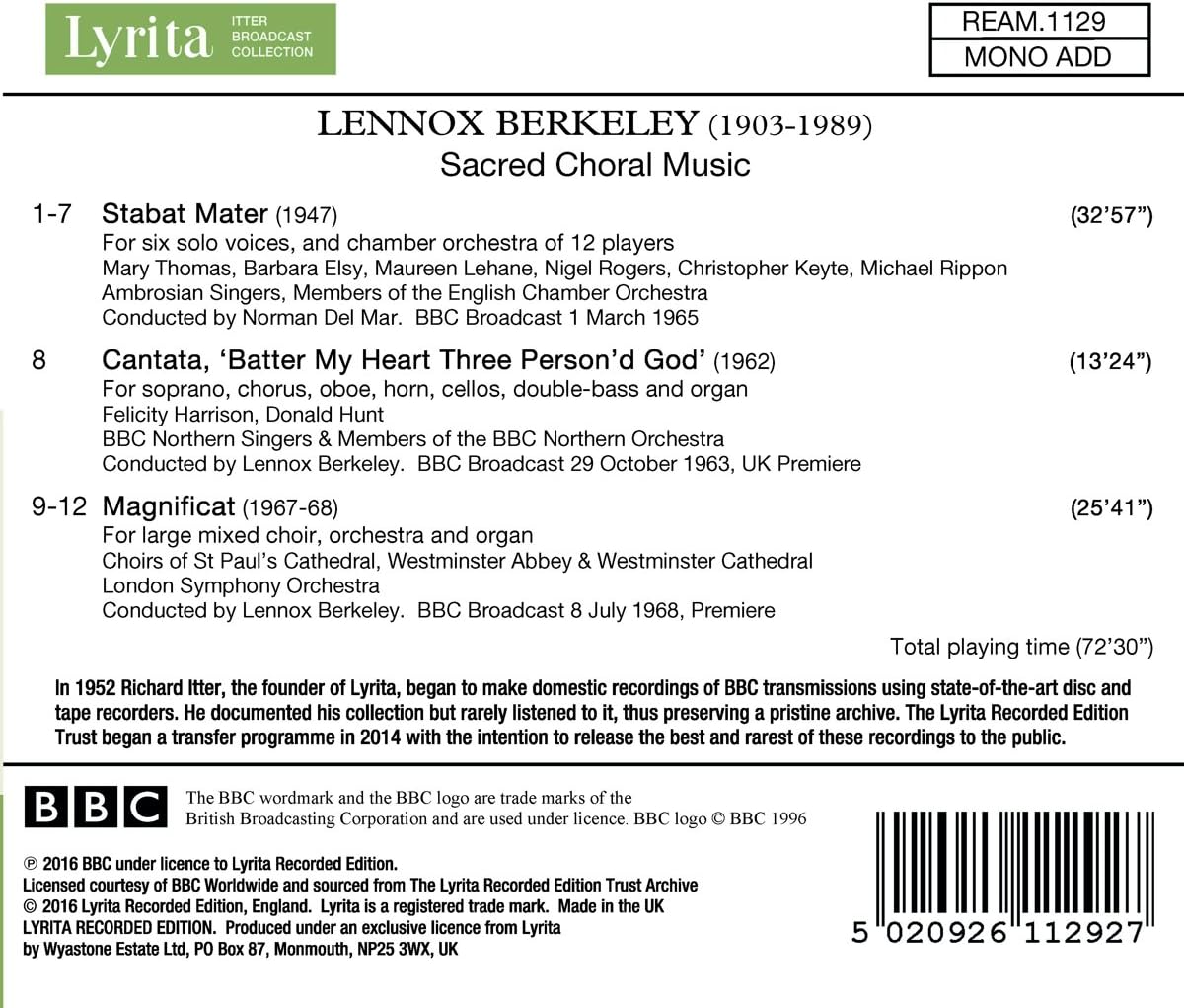 Lennox Berkeley: Sacred Choral Music - Image 3