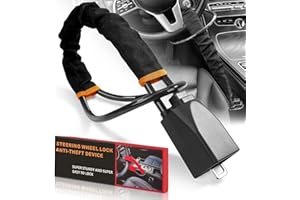 Esploratori Steering Wheel Lock and Seat Belt Anti-Theft Lock with Keys for Car Security - Universal Fit for Most Vehicles, SUVs, Vans, Golf Carts, and Trucks