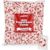 Soft Peppermint Puffs Candy - 1 Pound Bag, Approx. 85 Individually Wrapped Pieces, Old-Fashioned Breath Candies Made with Real Cane Sugar - Melt-in-Your-Mouth Peppermint Treats