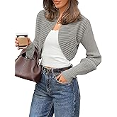 COCCKO Womens Cropped Cardigan Sweaters Open Front Long Sleeve Knit Bolero Shrug Sweater 2026 Trendy Clothes