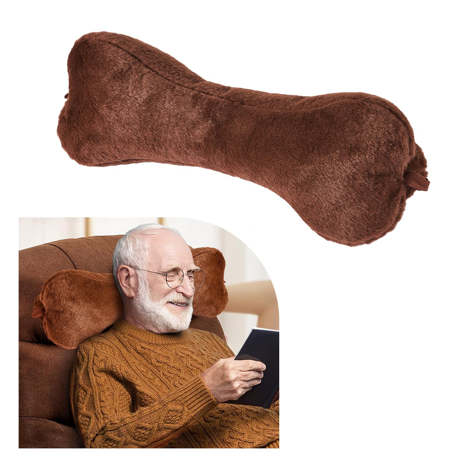 VCOMSOFT Head Pillow for Recliner Chair，for Sofa, Recliner Neck Pillow, Bone Couch Neck Pillow (Brown)