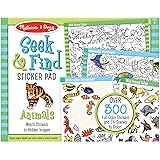 Melissa & Doug Seek and Find Sticker Pad, Animals (400+ Stickers, 14 Scenes to Color) - Search And Find Sticker Pads, Arts An