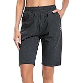 Women's Bermuda Shorts Long Cotton Sweat Knit Shorts with Pockets Lounge Athletic Workout Gym Knee Length