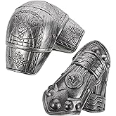 Ipetboom Boy Girl Roman Armour Costume Accessory - 1 Set Vintage Arm Plate Protectors and Armor Shoulder Pads for Cosplay Imaginative Role Play Party Dress up Safe Lightweight - Silver