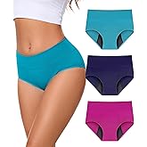 Bobelle Wear Incontinence Underwear for Women, 100ML Period High Waisted Leakproof Washable Protective Briefs for Postpartum Bladder Leak Cotton, 3 Pack (Large, Multicolor01)