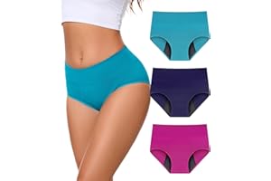 Bobelle Wear Incontinence Underwear for Women, 100ML Period High Waisted Leakproof Washable Protective Briefs for Postpartum Bladder Leak Cotton, 3 Pack (Large, Multicolor01)