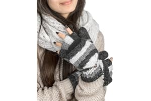 Tribe Azure Fair Trade Gloves Winter Women Warm, Wool Mittens Womens, Convertible mitten, Cable Knit Womens Mittens Fleece