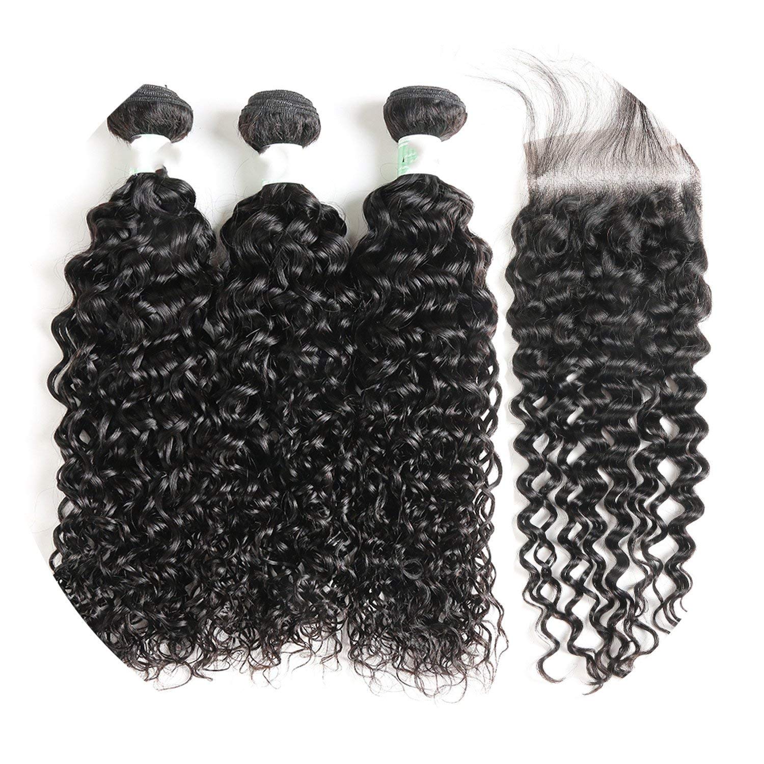 Amazon Com Water Wave 3 Bundles With Closure Brazilian Hair With