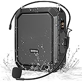 SHIDU Voice Amplifier for Teacher with Portable Microphone and Speaker, 18W Megaphone with Wired Mic Headset, IPX5 Waterproof & Rechargeable Bluetooth Speaker Systems for Tour Guide (NOT Wireless)