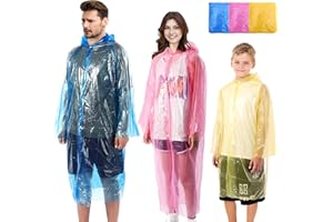 CAYYET Rain Ponchos Family Pack of 3, Disposable Emergency Raincoat for Kids and Adults Camping Hiking Outdoors, 2 Adults and 1 Children Waterproof Ponchos