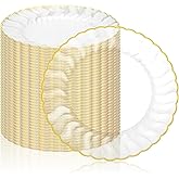 Hushee 50 Pcs Plastic Plates with Gold Trim Disposable Vintage Gold Rimmed Small Round Dinner Plates for Birthday Party Buffet Wedding Fiesta Catering Celebration Reception (Clear,10 Inch)