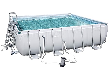 Bestway Power Steel Square Swimming Pool, 24031 liters, Grey, 4.88 x 4.
