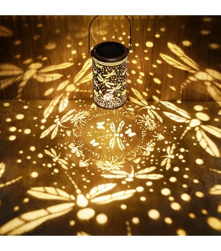 Dragonfly Solar Lantern – Iron Outdoor Decorative Garden Light, Auto Night Activation, Waterproof, Large 7.87x4.72x4.72