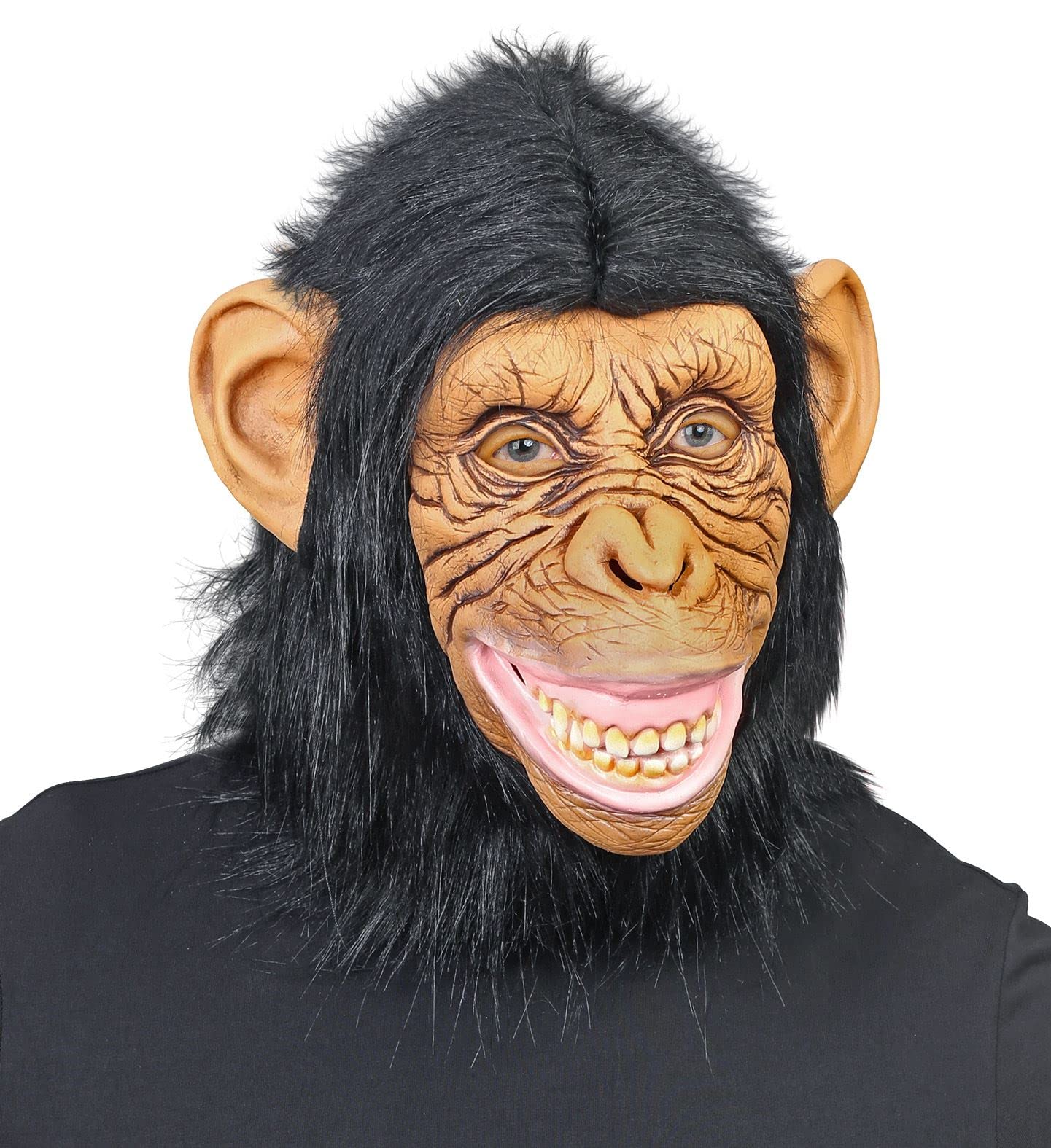 W WIDMANN MILANO Party Fashion 03297 Chimpanzee Mask with Plush Fur, Monkey, Animal Mask, Carnival, Theme Party
