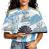 2026 World Soccer Cup Folding Fans &ndash; Soccer Game Day Essentials for Stadium Chants, Party Favors, Gifts &amp; Accessories, Argentina Jersey Outfit for Women Men &ndash; One Size