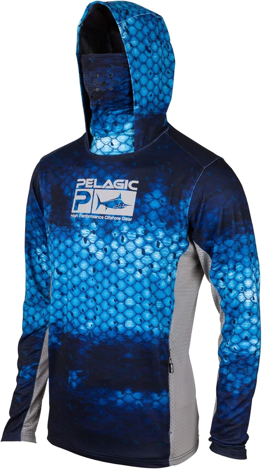 Pelagic Men's ExoTech Hooded Long Sleeve Fishing Shirt Dorado Print