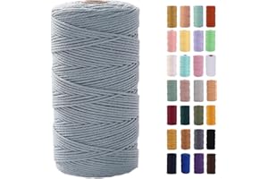 MAOQIAN Grayish Blue Macrame Cord 2mm x 220Yards,Colored Cotton Rope Colorful Cotton Cord Soft Craft Cord Twine for Wall Hanging Plant Hangers Crafts Decorative Projects